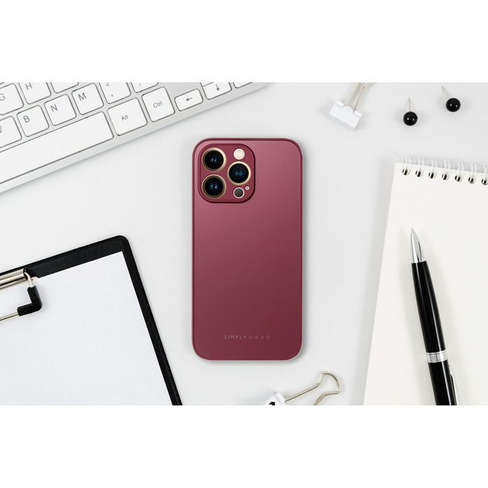 Roar case MATTE Glass Case - for iPhone 14 maroon