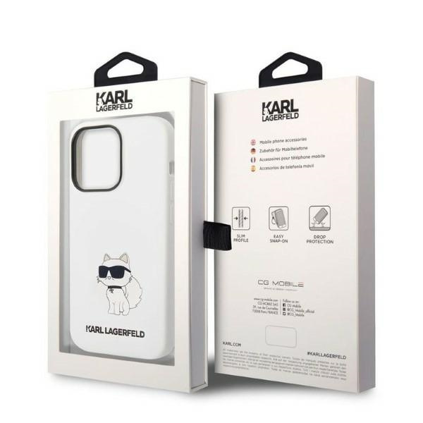 Cover Karl Lagerfeld iPhone 14 Pro 6.1" durocase bianco/bianco Choupette in silicone