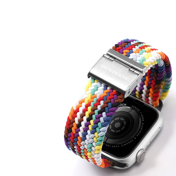 Correa Dux Ducis (versión Mixture II) Correa para Apple Watch Ultra, SE, 8, 7, 6, 5, 4, 3, 2, 1 (49, 45, 44, 42 mm) Pulsera de arcoíris con banda trenzada