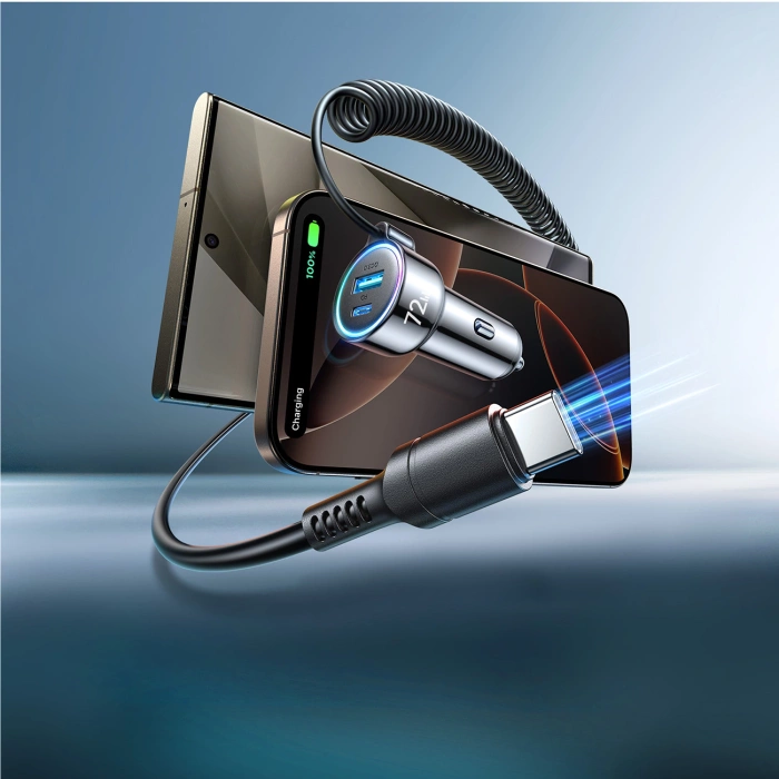 Joyroom vysokorychlostní nabíječka 3 v 1 s kabelym USB typu C 1,5 m 55 W černá (JR-CL07)