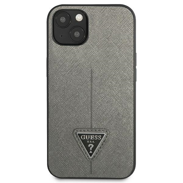 Guess GUHCP14SPSATLG iPhone 14 6.1" silver/silver hardcase SaffianoTriangle Logo