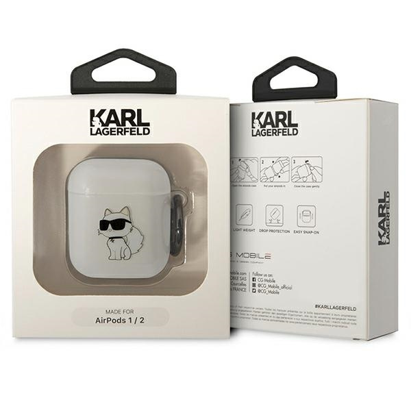 Karl Lagerfeld KLA2HNCHTCT Airpods 1/2 housse transparente Ikonik Choupette