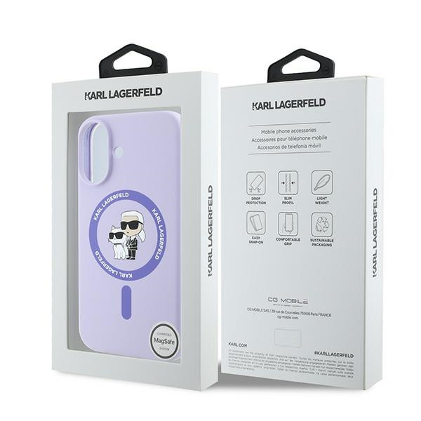 Etui Karl Lagerfeld iPhone 16 Plus fioletowy/purple HC MagSafe Silicone KC Heads Ring