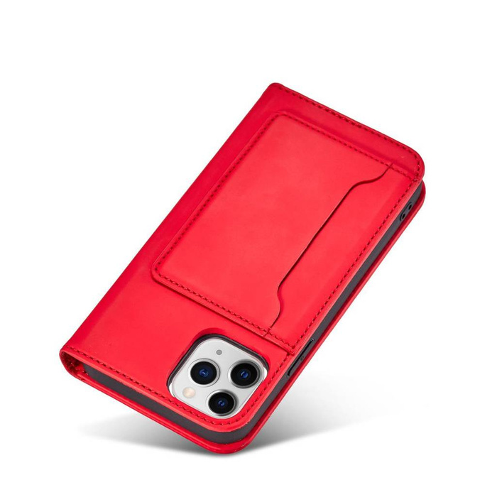 Magnetkartenhülle für iPhone 12 Pro Tasche Kartenetui Kartenhalter Rot