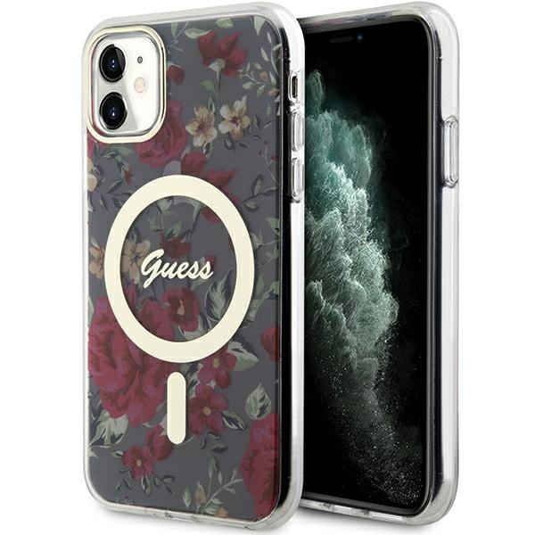 Guess GUHMN61HCFWSA iPhone 11 / Xr 6.1" grün/khaki hartcase Blume MagSafe