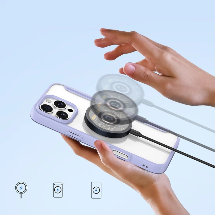 Dux Ducis Skin X Pro Hülle für iPhone 16 Pro mit MagSafe und Klappe – Lila