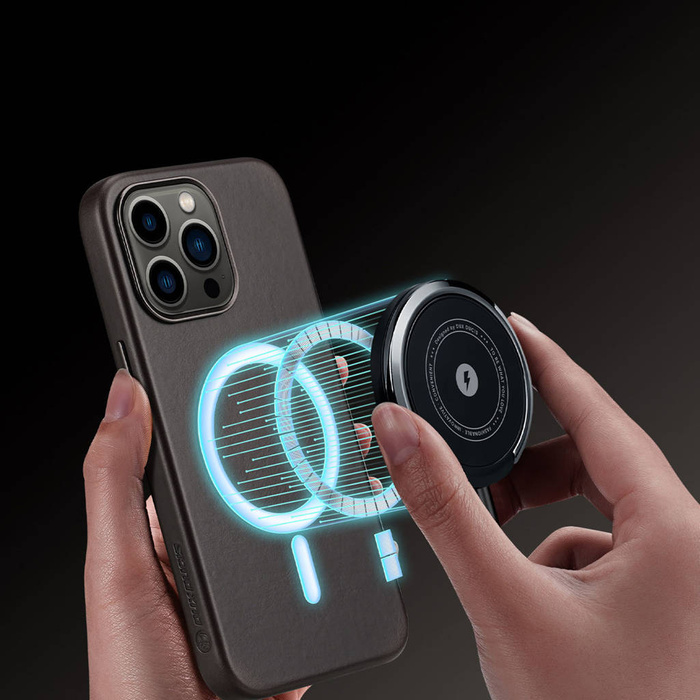 Dux Ducis Naples pouzdro pro iPhone 13 kožený kryt (MagSafe kompatibilní) tmavě hnědý