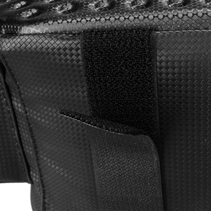 WYA36Y7S Fahrradträgertasche mit langem Riemen und erweiterbaren Seitentaschen – Schwarz