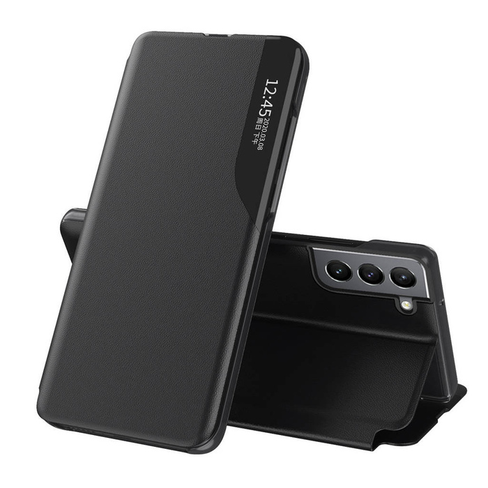 Eco Leather View Case elegantní pouzdro pouzdro s flipovým krytem a funkcí stojánku Samsung Galaxy S22+ (S22 Plus) černé