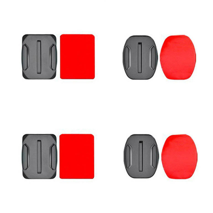 Jeu de bases de montage plates et rondes pour caméras de sport GoPro, DJI Osmo Action, EKEN, SJCam, Insta360 avec rubans adhésifs 3M - 2 pièces