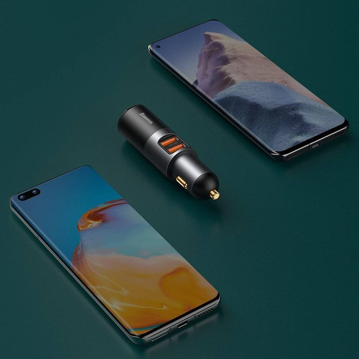 Baseus Share Together 2x USB / cigarette lighter socket car charger 120W Quick Charge Power Delivery gray (CCBT-D0G)