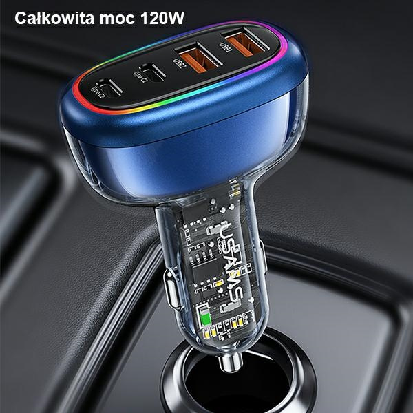 USAMS Charg. sam. 2xUSB-C 2xUSB-A C34 120W Fast Charge modrá/modrá CC169CC01 (US-CC169)