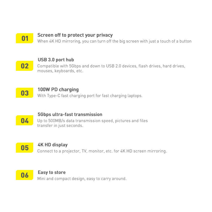 Baseus Dokovací stanice Lite Series s 5 porty Type-C HUB (Type-C na HDMI+USB3.0*3+PD) černá