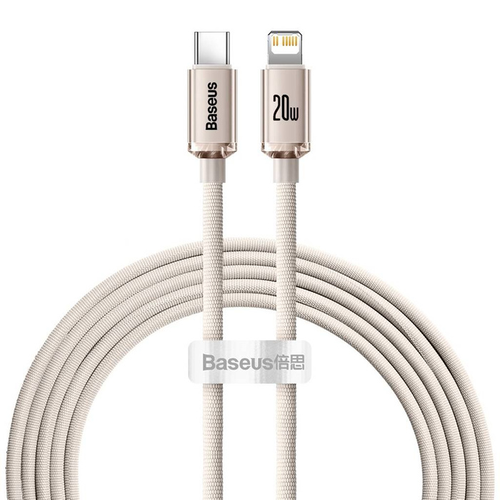 Câble USB Type C Baseus Crystal Shine Series - Alimentation de charge rapide comme l&#39; Lightning 20W 2m rose (CAJY001404)