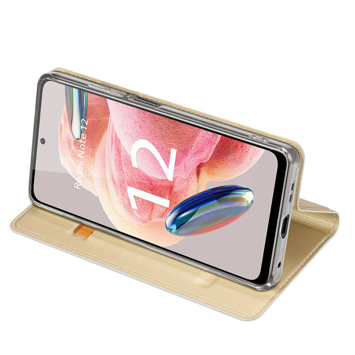 Dux Ducis Skin Pro Case pro Xiaomi Redmi Note 12 Cover Flip Card Wallet Stand Gold
