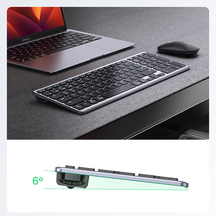 UGREEN KU005 2.4G+BT Wireless Membrane Keyboard (Silver/Black)