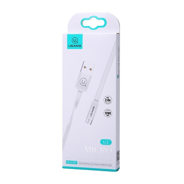 USAMS MicroUSB Flat Cable 1.2m White