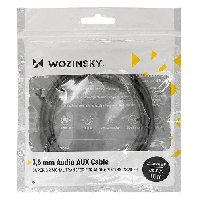 Wozinsky AUX-Kabel gewinkelt (männlich-männlich) Miniklinkenkabel 1,5m schwarz