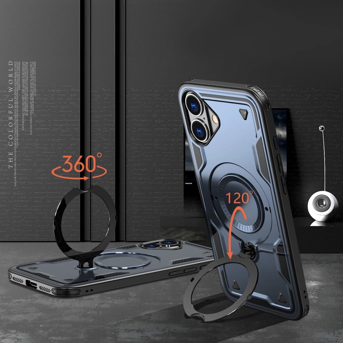 Hybrid Armor Trendige Hülle mit MagSafe für iPhone 16 Plus – Blau