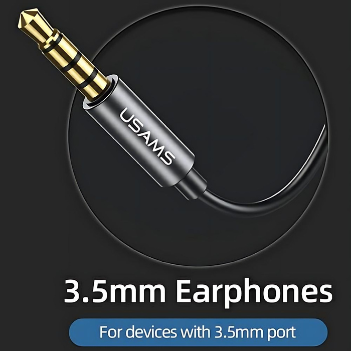 USAMS Headphones EP-46 jack 3.5mm black/black 1.2m HSEP4601