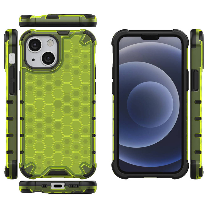 Pancéřový kryt Honeycomb pouzdro s gelovým rámem iPhone 13 mini green