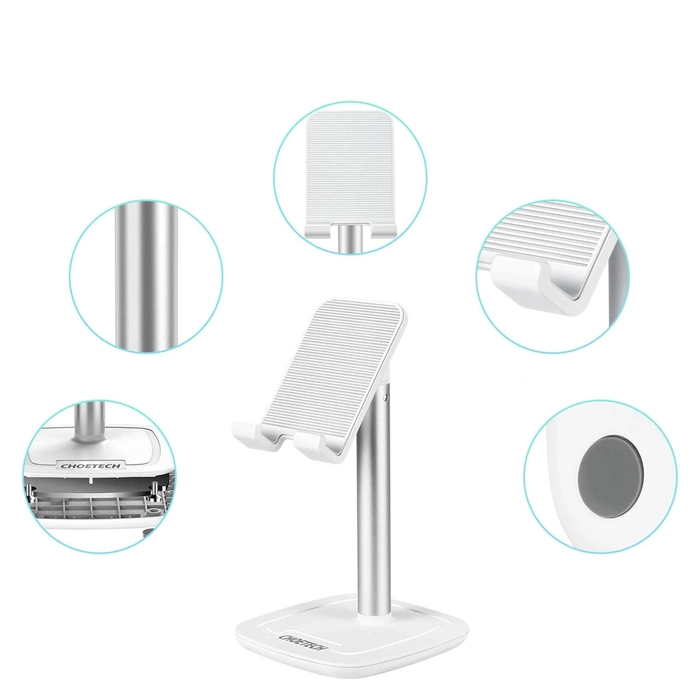 Choetech H035 Aluminiumständer für ein Telefon oder Tablet mit Anpassung – Weiß und Silber