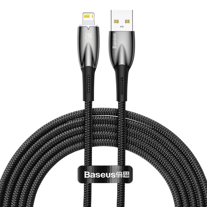 Baseus Glimmer Series kabel s rychlým nabíjením USB-C - Lightning 480Mbps 2,4A 2m černá