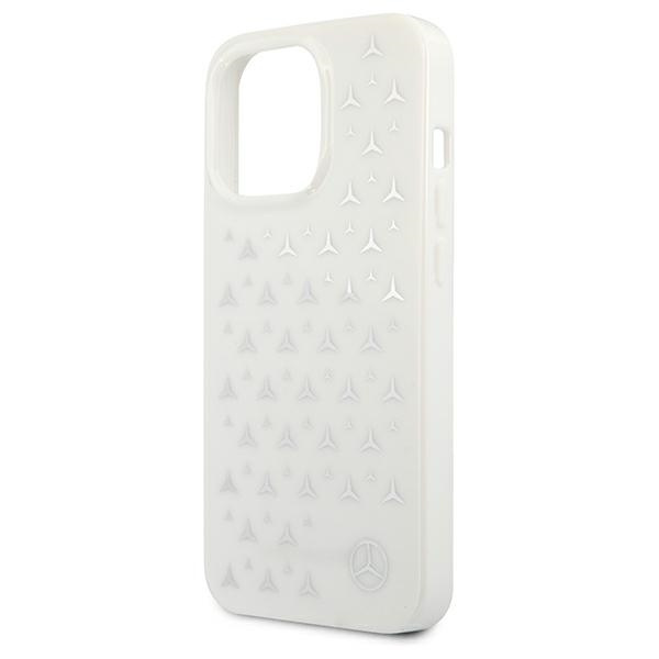 Pouzdro MERCEDES Apple iPhone 13 Pro Max Silver Stars Pattern White Hardcase