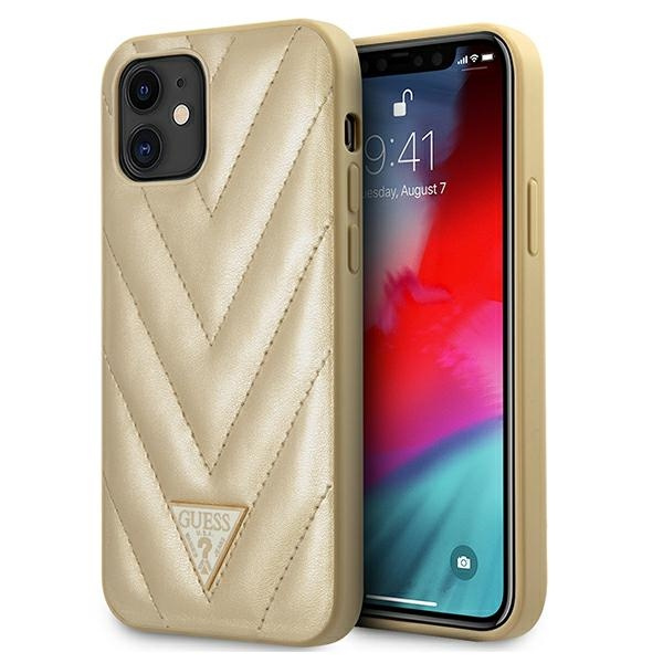 Coque GUESS Apple iPhone 12 Collection Mini V-Quilted GUHCP12SPUVQTMLBE Gold Hardcase