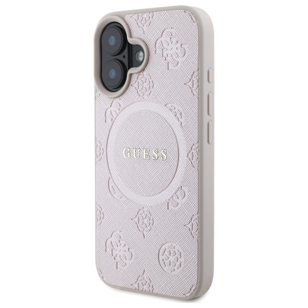 Etui Guess iPhone 16 6,1" różowy/pink HC MagSafe Safiano Peony Classic Logo