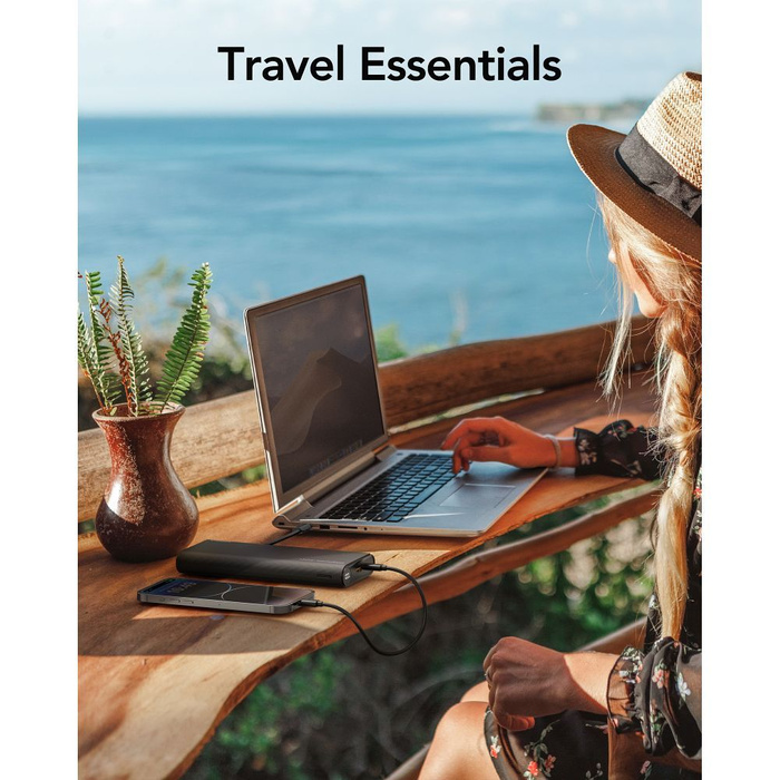 Powerbank Veger TCE130 (W2503) PD 130W 25000 mAh z wbudowanymi kablami Typ C / Lightning czarny