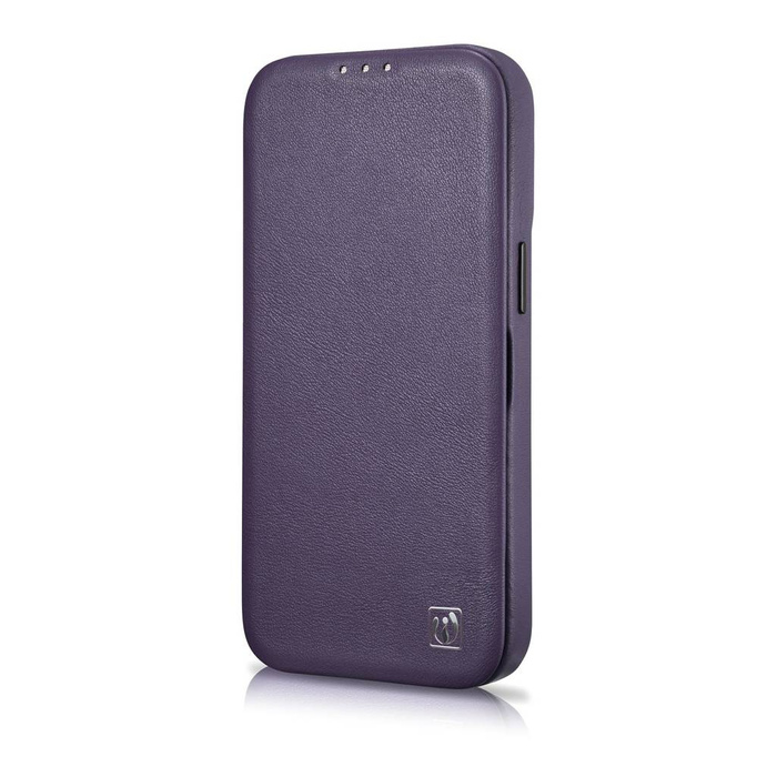 iCarer CE Premium Leather Folio Case iPhone 14 Plus Flip Magnetic MagSafe Leather Case Dark Purple (WMI14220715-DP)