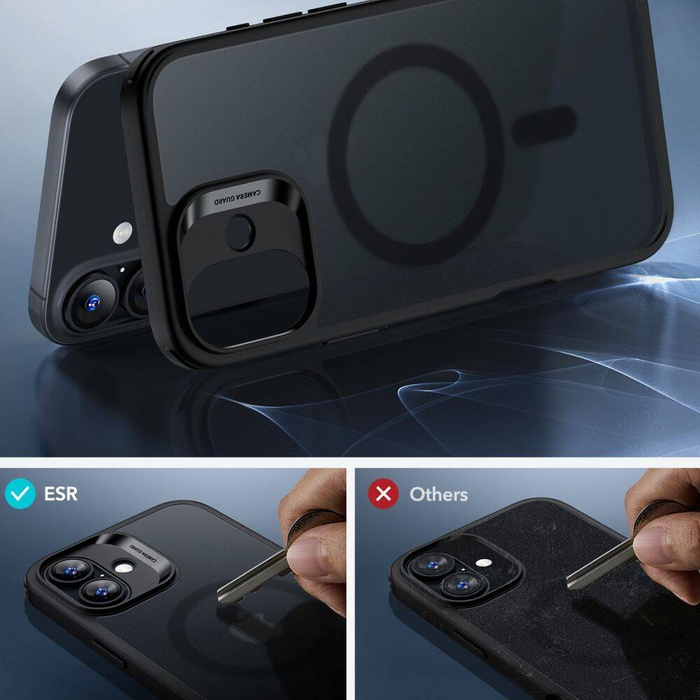 Etui ESR CLASSIC HYBRID HALOLOCK MAGSAFE & TEMPERED GLASS IPHONE 16 FROSTED BLACK