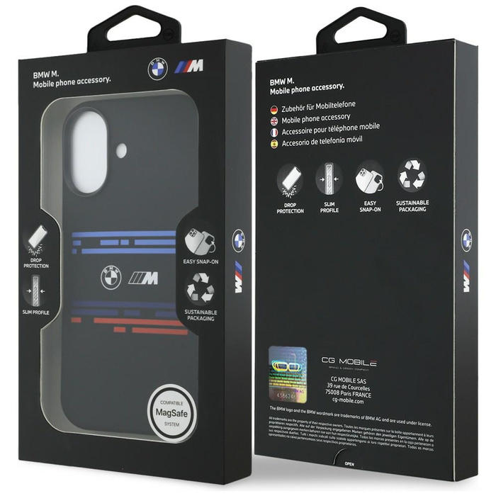 Etui BMW M Silicon Horizontal Line       MagSafe do iPhone 17 czarny