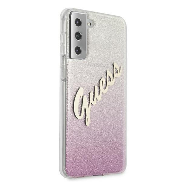 Coque GUESS Samsung Galaxy S21 Plus Glitter Gradient Script GUHCS21MPCUGLSPI Pink Hardcase