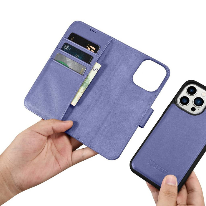 iCarer Wallet Case 2in1 iPhone 14 Pro Max Flip Leather Cover Anti-RFID Light Violet (WMI14220728-LP)