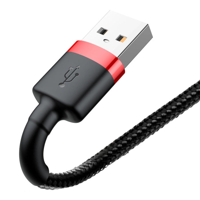 Cavo Baseus Cafule Cavo in nylon resistente USB / Lightning QC3.0 1.5A 2M nero-rosso (CALKLF-C19)