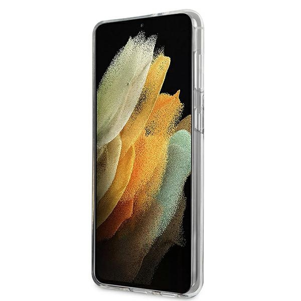 Pouzdro GUESS Samsung Galaxy S21 Plus Glitter Gradient Script GUHCS21MPCUGLSPI Růžové pevné pouzdro