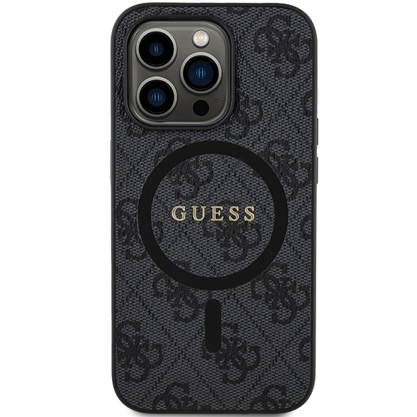 Etui Guess GUHMP14LG4GFRK iPhone 14 Pro 6.1" czarny/black hardcase 4G Collection Leather Metal Logo MagSafe Case