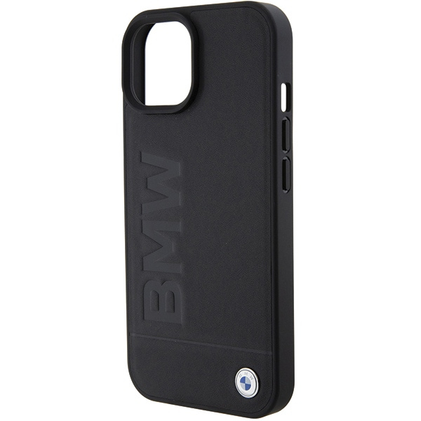 Etui BMW BMHCP15SSLLBK iPhone 15 6.1" czarny/black Leather Hot Stamp Case