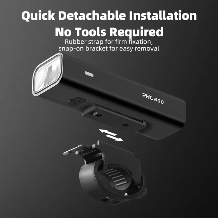 Rockbros 24710012001 luce anteriore per bicicletta 800 lm + cavo USB-C - USB-A - nero