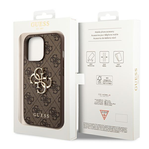 Hülle Guess iPhone 14 Pro 6.1" braun/braun hartcase 4G Big Metal Logo