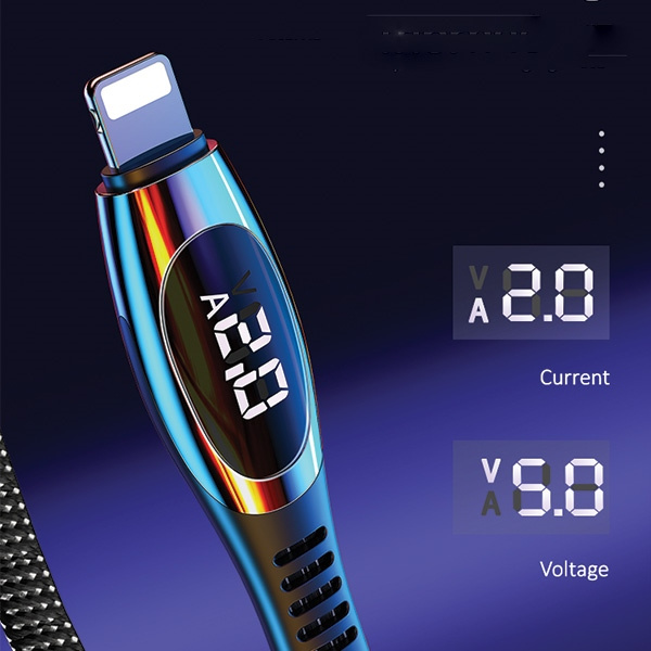 Kábel Opletený USAMS Lightning 2A Rýchle nabíjanie LED 1,2 m čierny