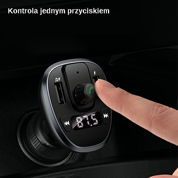 USAMS Handsfree With FM Transmitter Bluetooth 5.0 MP3 Player Charger 2xUSB 3.4A C21 CC115GC01 US-CC115 Black