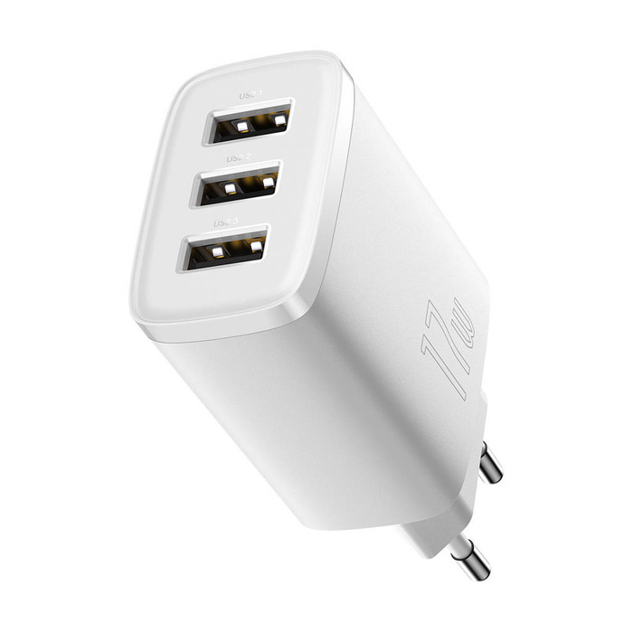 Baseus Compact  Charger 3U 17W EU White