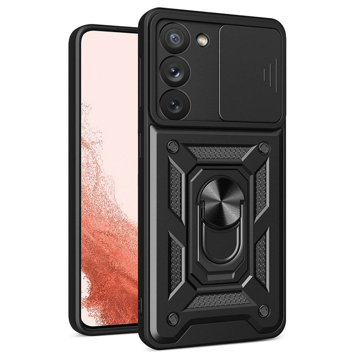 Coque Hybrid Armor Camshield pour Samsung Galaxy S23+ coque blindée avec cache caméra noir