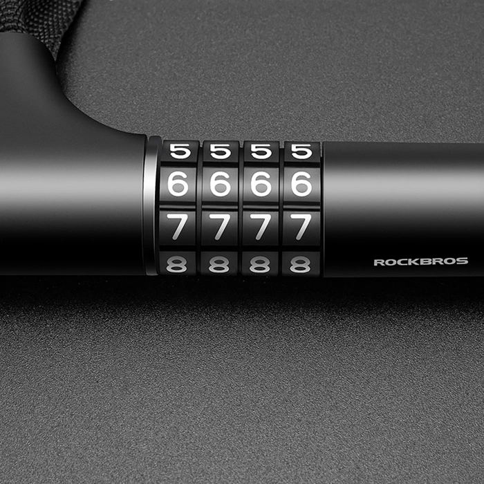Rockbros 3230002001 Fahrradschloss mit Zahlenkombination und Schlüssel – Schwarz
