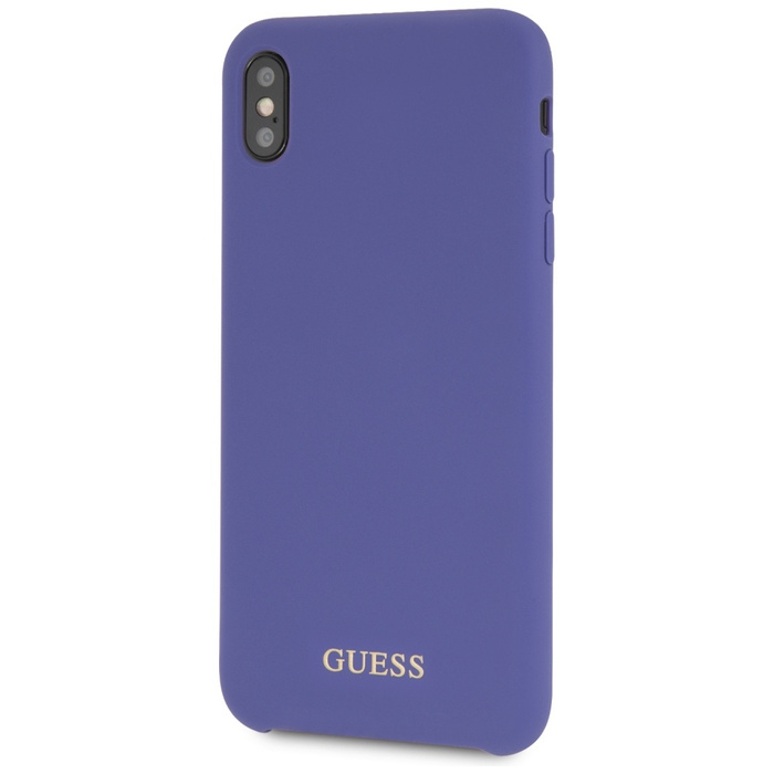 Puzdro GUESS Apple iPhone Xs Max Silikónové fialové pevné puzdro