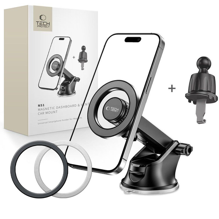 TECH-PROTECT N51 MagNETIC MagSafe DASHBOARD &amp; VENT CAR MOUNT BLACK