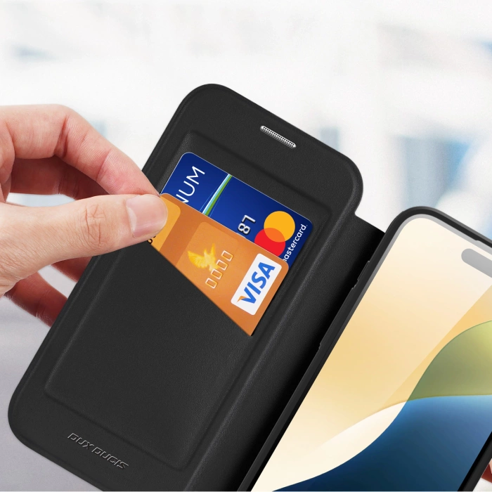 Dux Ducis Skin X Pro iPhone 16 Case with MagSafe, Flip and Stand - Black